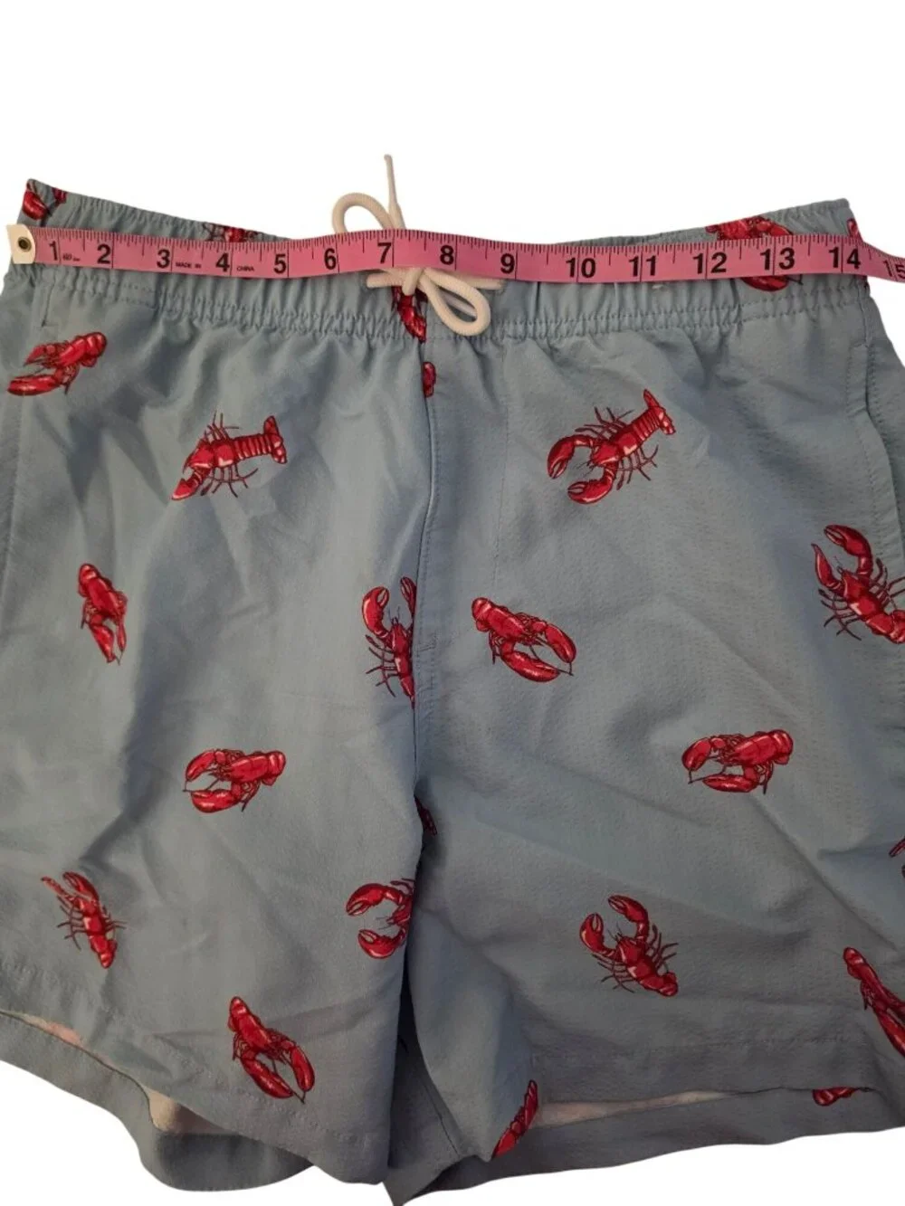 Hollister Lobster Swim Trunks Mens Small Blue Red Print Lined Drawstring Shorts - Picture 6 of 10